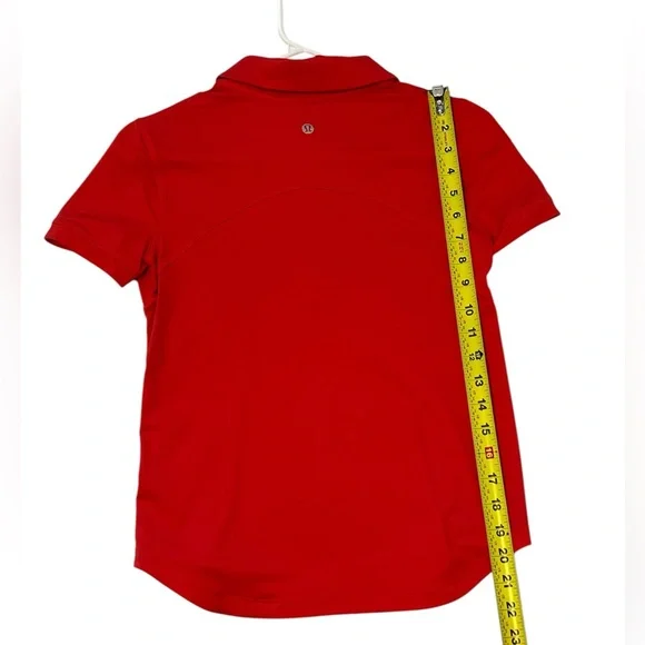 Lululemon Quick Drying Short Sleeve Polo Shirt | Red | size 4 - Picture 3 of 6
